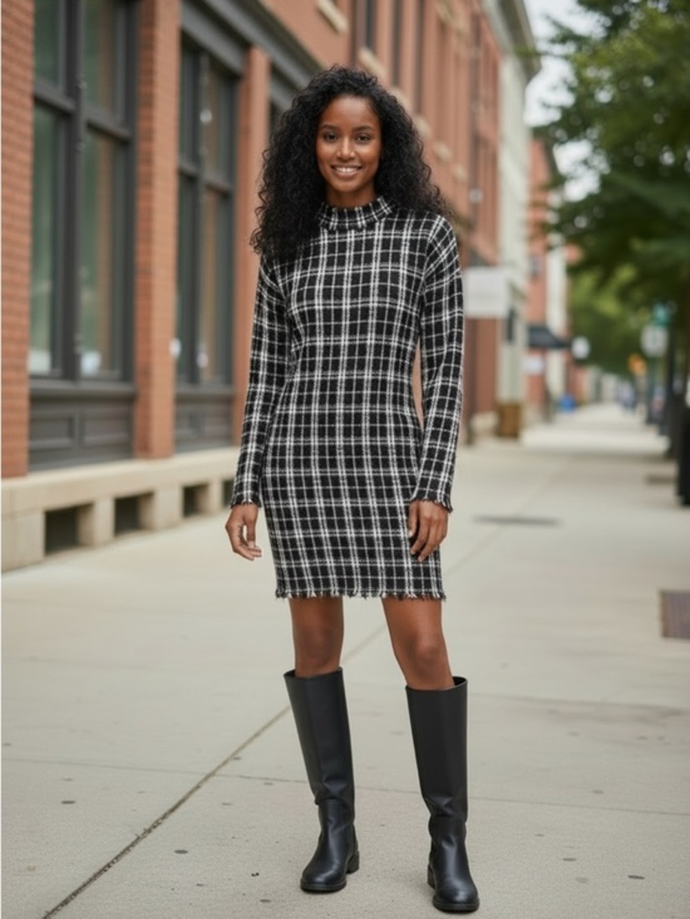 Black and White Plaid Dress